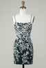 Load image into Gallery viewer, Dark Green Spaghetti Straps Bodycon Short Formal Dress With Appliques