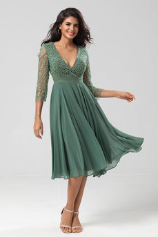 Beaded Eucalyptus Bridesmaid Dress with Sleeves