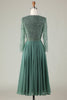 Load image into Gallery viewer, A Line Eucalyptus V-Neck Beaded Long Sleeves Bridesmaid Dress