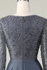 Load image into Gallery viewer, A Line Eucalyptus V-Neck Beaded Long Sleeves Bridesmaid Dress