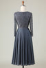 Load image into Gallery viewer, A Line Eucalyptus V-Neck Beaded Long Sleeves Bridesmaid Dress