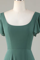 Load image into Gallery viewer, A-Line Eucalyptus Long Bridesmaid Dress with Ruffles