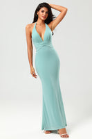 Load image into Gallery viewer, Mermaid Halter Sea Glass Bridesmaid Dress