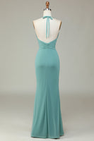 Load image into Gallery viewer, Mermaid Halter Sea Glass Bridesmaid Dress