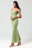 Load image into Gallery viewer, Mermaid Strapless Lemon Green Bridesmaid Dress