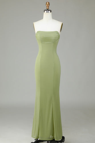 Mermaid Strapless Lemon Green Bridesmaid Dress