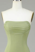 Load image into Gallery viewer, Mermaid Strapless Lemon Green Bridesmaid Dress