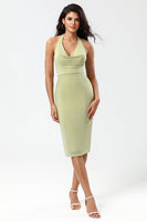 Load image into Gallery viewer, Halter Sleeveless Dusty Sage Bridesmaid Dress