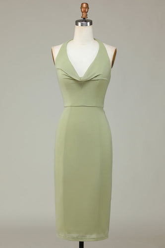 Halter Dusty Sage Bridesmaid Dress