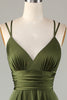 Load image into Gallery viewer, A-Line Sleeveless Olive Long Bridesmaid Dress