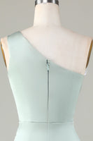 Load image into Gallery viewer, One Shoulder Matcha Bridesmaid Dress with Ruffles