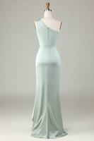 Load image into Gallery viewer, One Shoulder Matcha Bridesmaid Dress with Ruffles