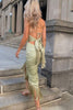 Load image into Gallery viewer, Backless Green Formal Dress with Fringes