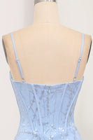 Load image into Gallery viewer, Glitter Light Blue Mermaid Long Formal Dress With Sequined Appliques