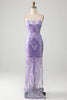 Load image into Gallery viewer, Light Purple Backless Formal Dress with Sequins