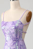 Load image into Gallery viewer, Light Purple Backless Formal Dress with Sequins