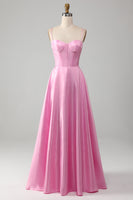 Load image into Gallery viewer, A-Line Spaghetti Straps Pink Corset Formal Dress