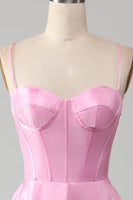 Load image into Gallery viewer, A-Line Spaghetti Straps Pink Corset Formal Dress
