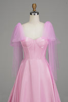 Load image into Gallery viewer, A-Line Spaghetti Straps Pink Corset Formal Dress