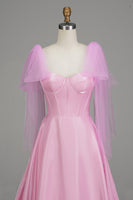 Load image into Gallery viewer, A-Line Spaghetti Straps Pink Corset Formal Dress