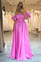 Load image into Gallery viewer, Fuchsia A Line Convertible Long Formal Dress