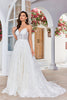 Load image into Gallery viewer, Charming A Line Spaghetti Straps Apricot Long Wedding Dress with Sweep Train