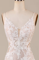 Load image into Gallery viewer, Mermaid Spaghetti Straps Ivory Bridal Dress with Appliques