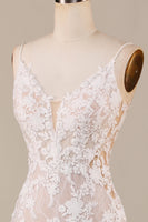 Load image into Gallery viewer, Mermaid Spaghetti Straps Ivory Bridal Dress with Appliques