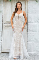 Load image into Gallery viewer, Mermaid Ivory Sweep Train Wedding Dress with Lace