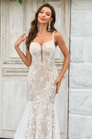 Load image into Gallery viewer, Mermaid Ivory Sweep Train Wedding Dress with Lace