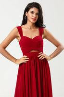 Load image into Gallery viewer, A-Line Chiffon Burgundy Bridesmaid Dress