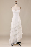 Load image into Gallery viewer, Tiered Spaghetti Straps Ivory Lace Bridal Dress