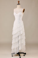 Load image into Gallery viewer, Tiered Spaghetti Straps Ivory Lace Bridal Dress