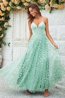 Load image into Gallery viewer, Charming A Line Spaghetti Straps Green Long Bridesmaid Dress with Appliques