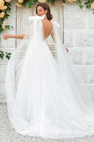 Load image into Gallery viewer, Ivory Detachable Watteau Train Tulle Wedding Dress