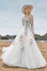 Load image into Gallery viewer, Copy of Tulle Long Sleeves Ivory Wedding Dress with Embroidery