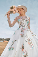 Load image into Gallery viewer, Copy of Tulle Long Sleeves Ivory Wedding Dress with Embroidery