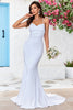 Load image into Gallery viewer, Mermaid Lace-Up Back White Sweep Train Wedding Dress