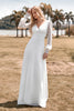 Load image into Gallery viewer, Open Back Long Sleeves Ivory Wedding Dress with Open Back