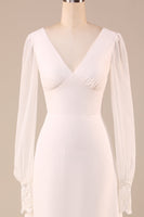 Load image into Gallery viewer, Open Back Ivory Wedding Dress with Long Sleeves