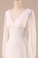 Load image into Gallery viewer, Open Back Ivory Wedding Dress with Long Sleeves