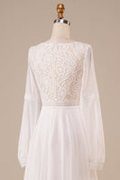 Load image into Gallery viewer, Long Sleeves Ivory Wedding Dress with Lace