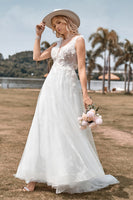 Load image into Gallery viewer, Sparkly Tulle Ivory Long Wedding Dress with Beading