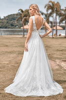 Load image into Gallery viewer, Sparkly Tulle Ivory Long Wedding Dress with Beading