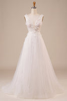 Load image into Gallery viewer, Sparkly Tulle Beaded Ivory Long Wedding Dress