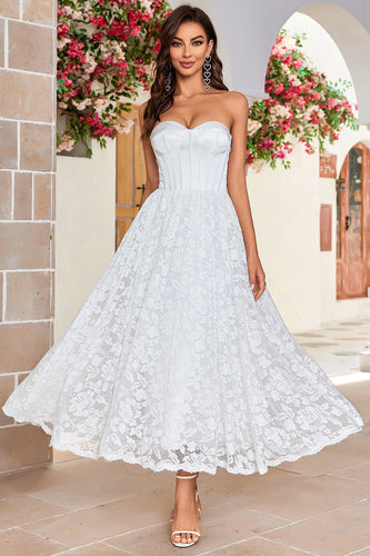 A-Line Sweetheart Sleeveless Lace Corset Wedding Dress