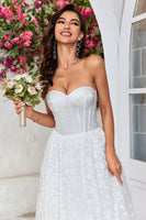 Load image into Gallery viewer, A-Line Sweetheart Sleeveless Lace Corset Wedding Dress