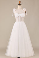 Load image into Gallery viewer, Tulle Spaghetti Straps Ivory Corset Wedding Dress