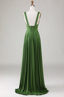 Load image into Gallery viewer, Olive Deep V-neck Sleeveless Long Bridesmaid Dress