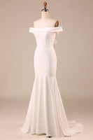 Load image into Gallery viewer, Mermaid Off The Shoulder Ivory Bridal Dress with Bowknot